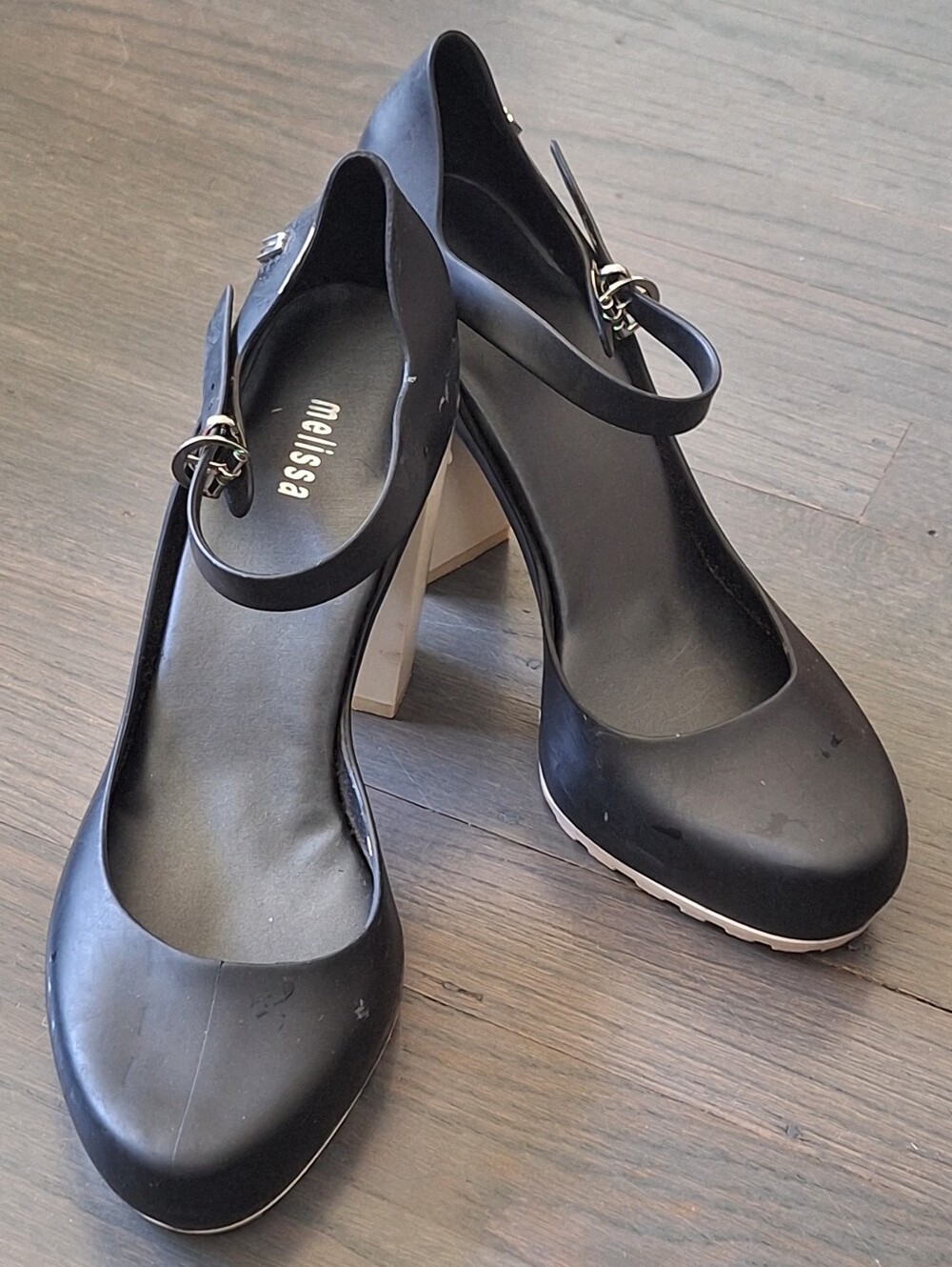 Melissa White Block Heel Mary Janes 8